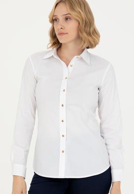 Kadın Beyaz Uzun Kollu Basic Gömlek - 50271263003