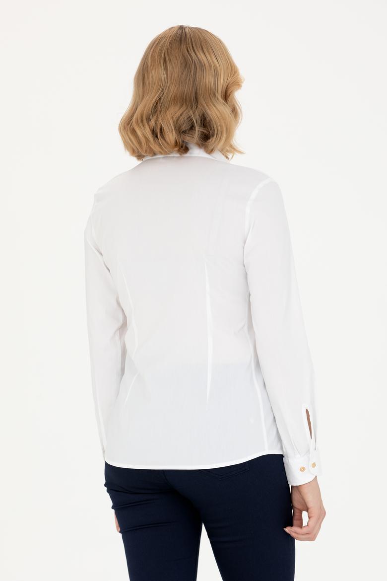 Kadın Beyaz Uzun Kollu Basic Gömlek - 50271263003