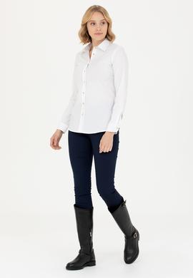 Kadın Beyaz Uzun Kollu Basic Gömlek - 50271263003