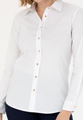 Kadın Beyaz Uzun Kollu Basic Gömlek - 50271263003