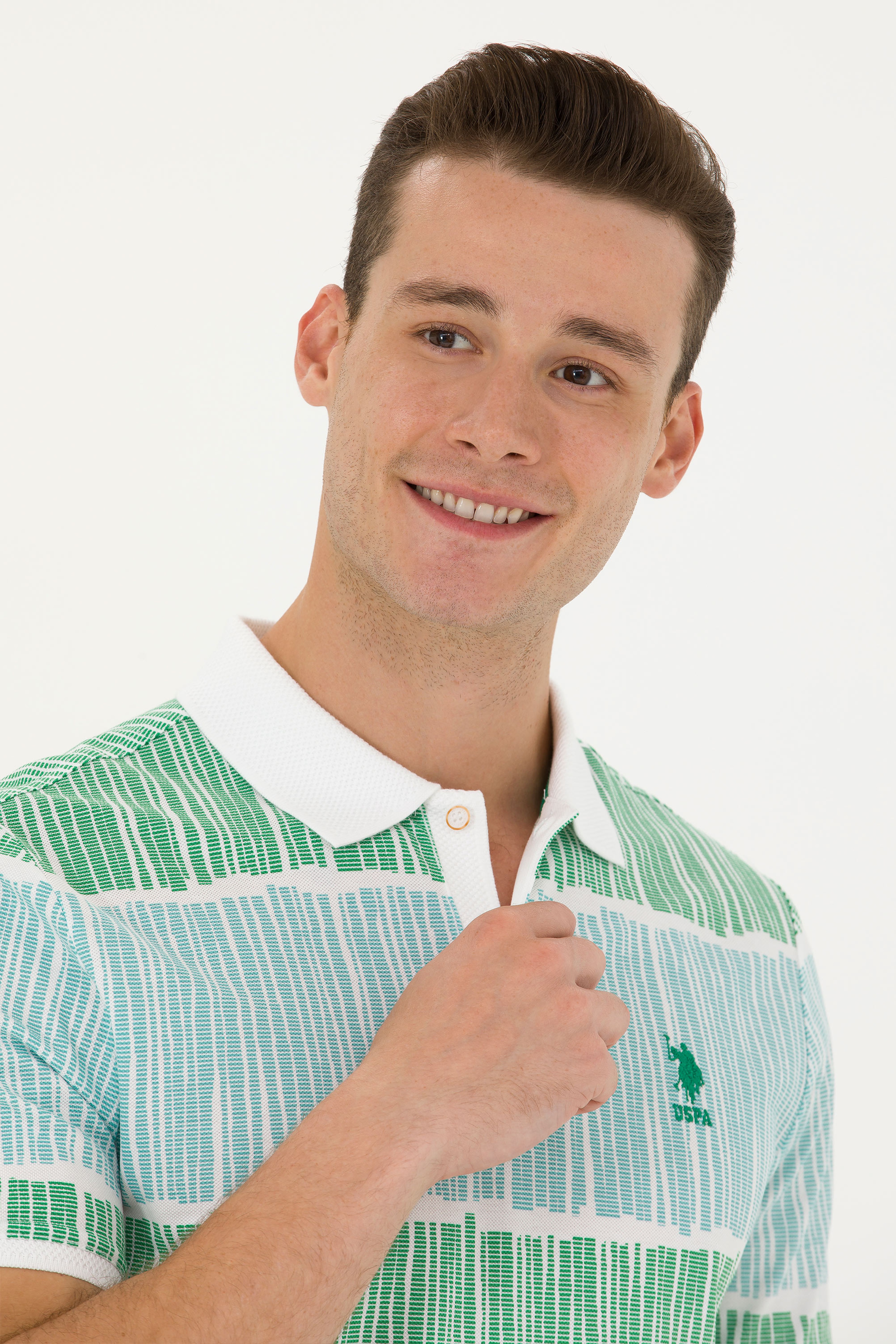 Erkek Regular Fit Polo Yaka Yeşil Tişört - Image 2