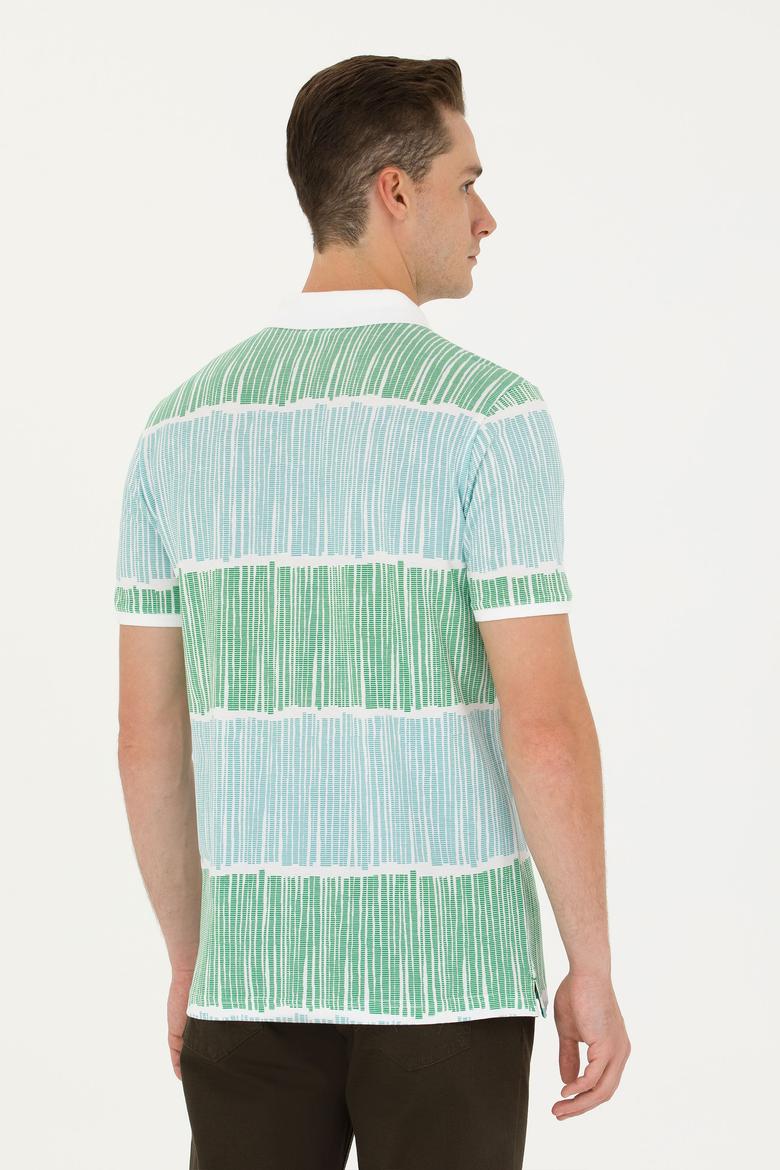 Erkek Regular Fit Polo Yaka Yeşil Tişört - 50275493007