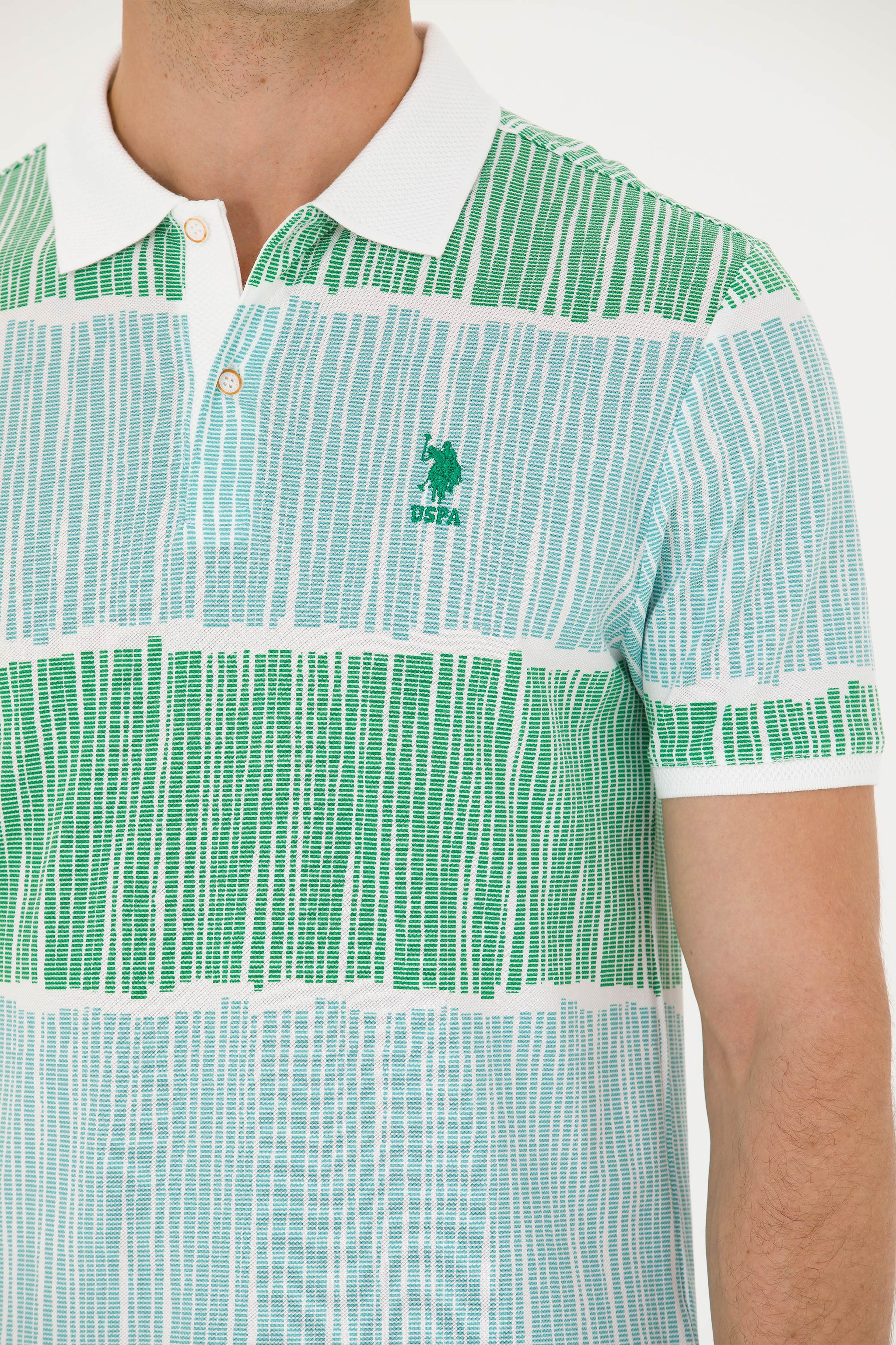 Erkek Regular Fit Polo Yaka Yeşil Tişört - Image 7