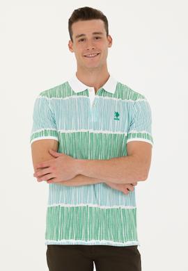 Erkek Regular Fit Polo Yaka Yeşil Tişört - 50275493007