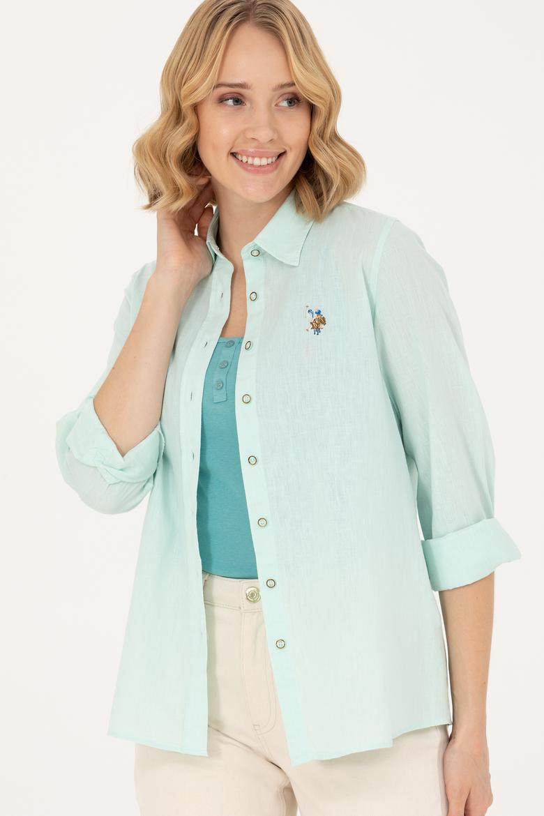 Kadın Su Yeşili Uzun Kollu Basic Gömlek - 50262873043