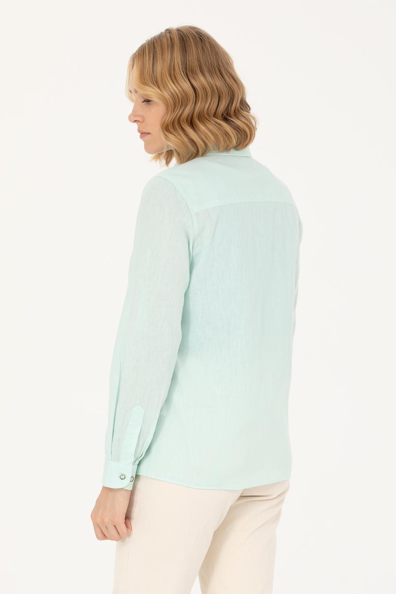 Kadın Su Yeşili Uzun Kollu Basic Gömlek - 50262873043