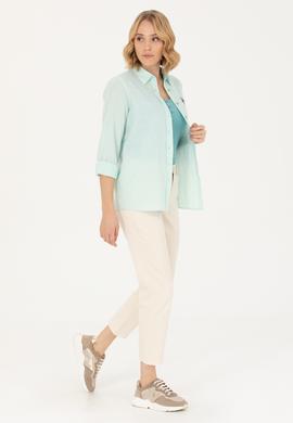 Kadın Su Yeşili Uzun Kollu Basic Gömlek - 50262873043