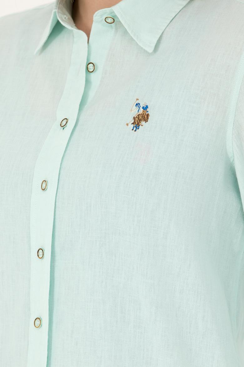 Kadın Su Yeşili Uzun Kollu Basic Gömlek - 50262873043