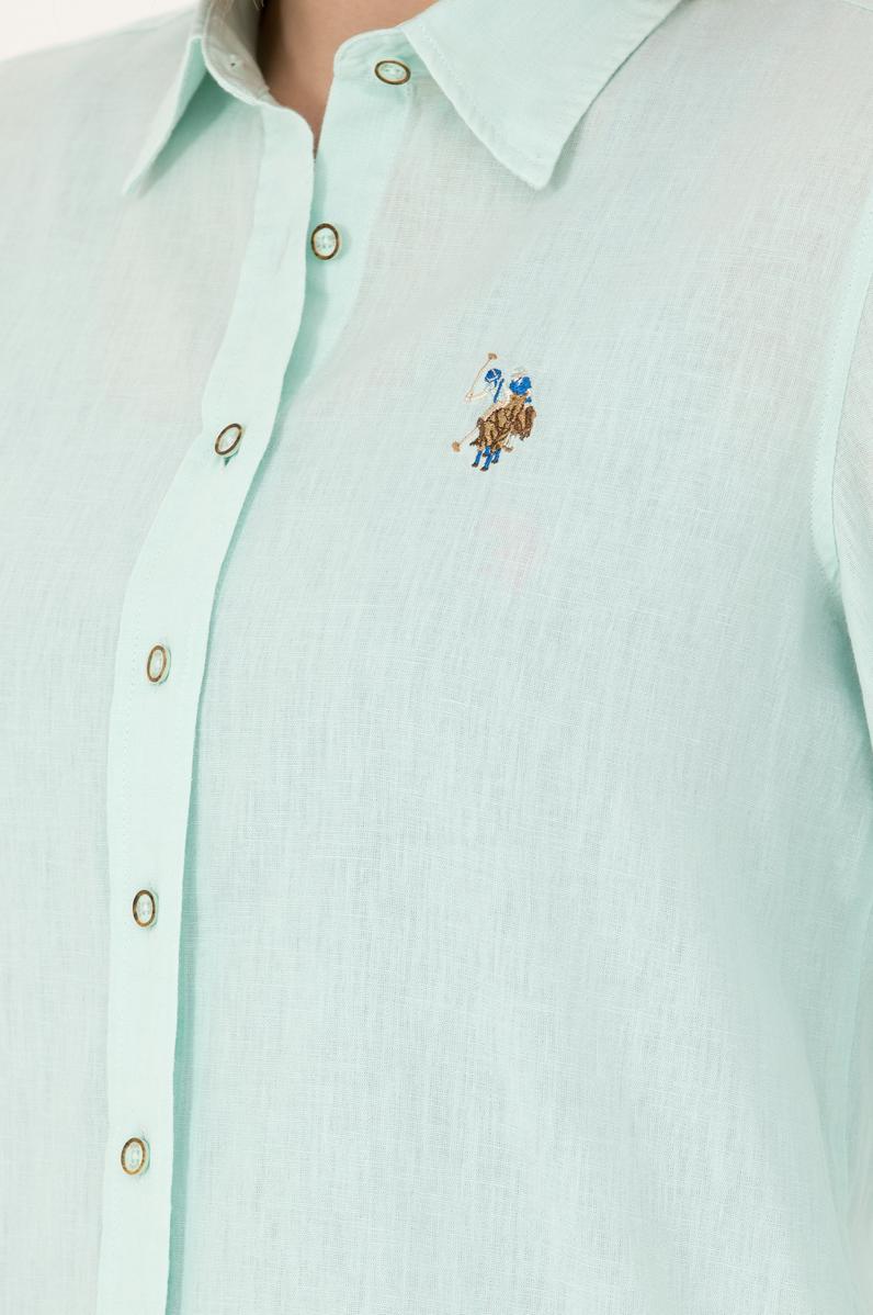 Kadın Su Yeşili Uzun Kollu Basic Gömlek