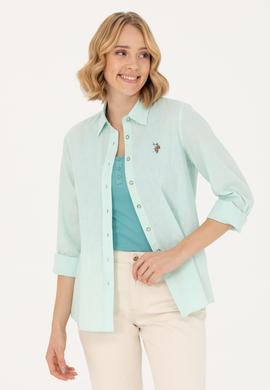 Kadın Su Yeşili Uzun Kollu Basic Gömlek - 50262873043