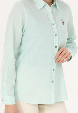Kadın Su Yeşili Uzun Kollu Basic Gömlek - 50262873043