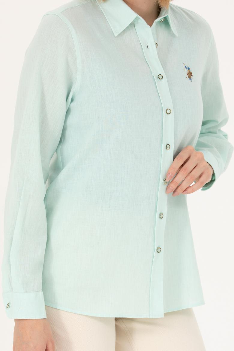 Kadın Su Yeşili Uzun Kollu Basic Gömlek - 50262873043