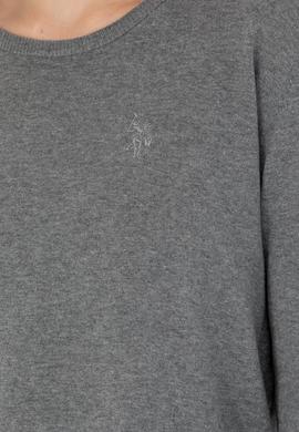 Kadın Gri Melanj Bisiklet Yaka Basic Kazak - 50269015019