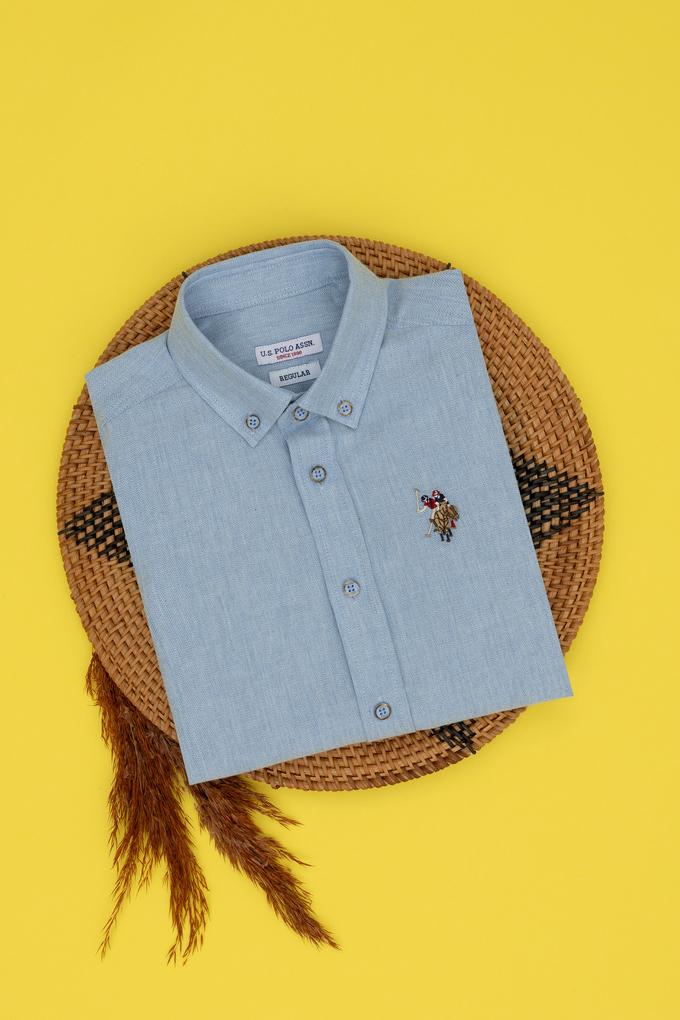 Erkek Çocuk Açık Mavi Uzun Kollu Gömlek