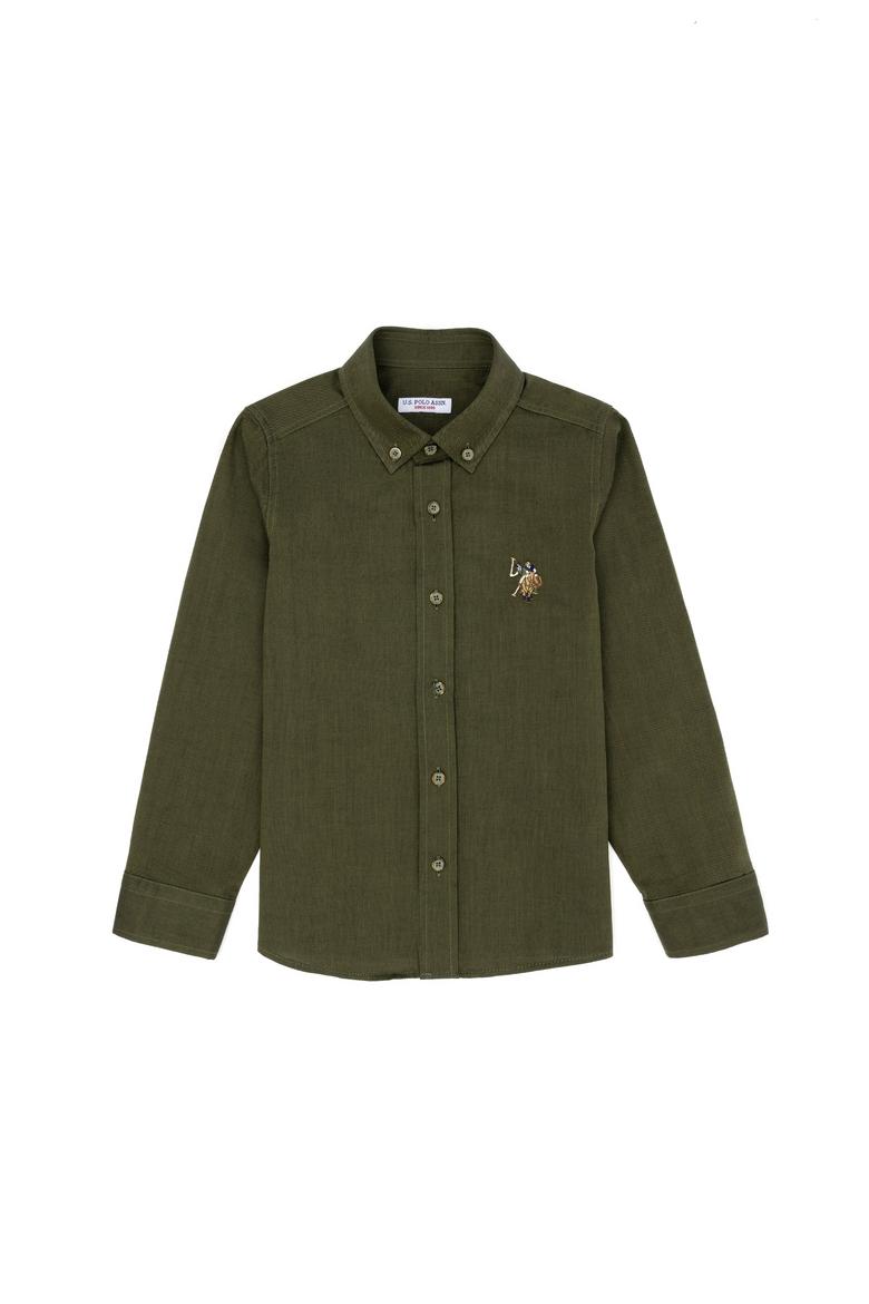 Erkek Çocuk Haki Uzun Kollu Basic Gömlek