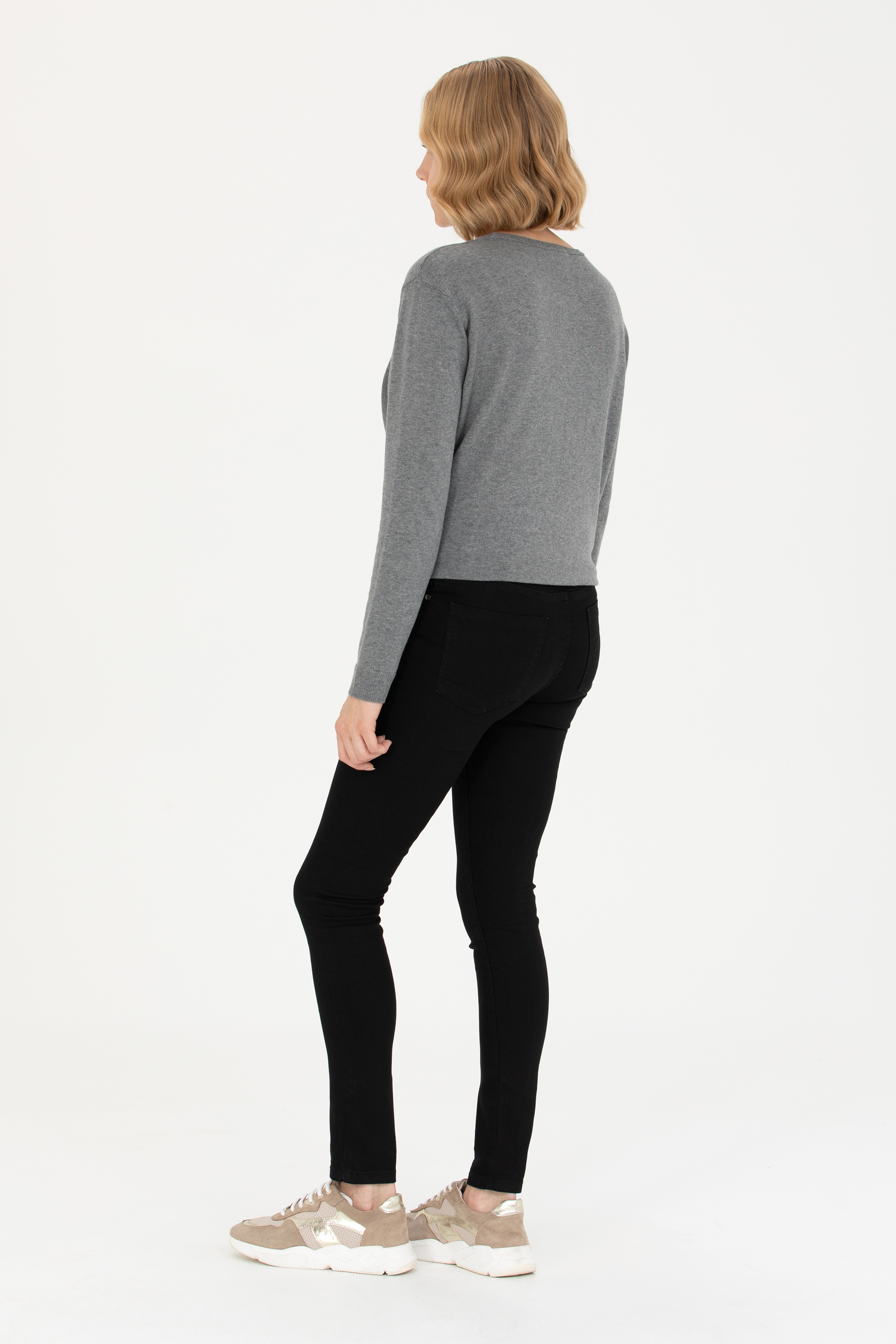 Kadın Siyah Toothpick Fit Jean Pantolon - Image 4
