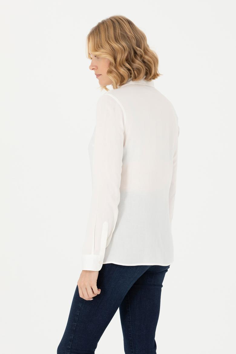 Kadın Ekru Uzun Kollu Gömlek - 50277629006