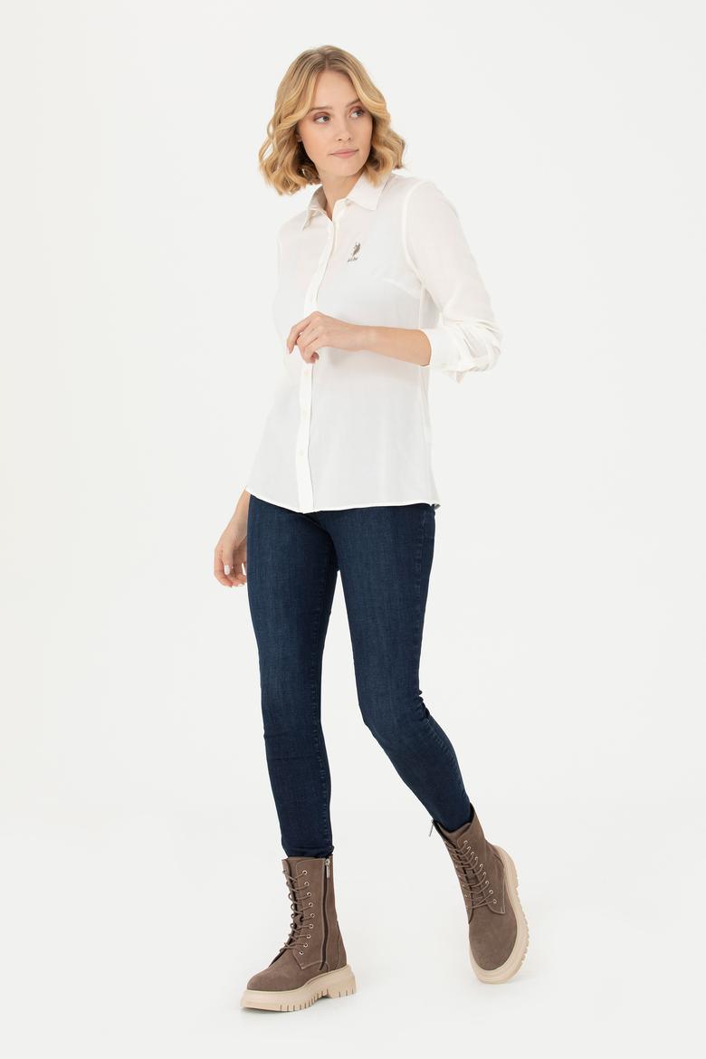 Kadın Ekru Uzun Kollu Gömlek - 50277629006