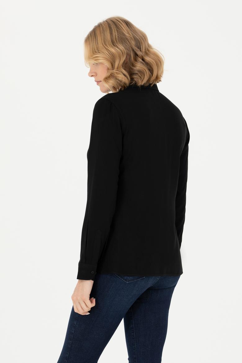 Kadın Siyah Uzun Kollu Gömlek - 50277629037