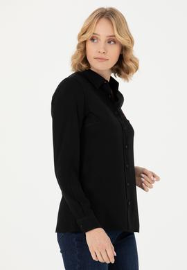 Kadın Siyah Uzun Kollu Gömlek - 50277629037