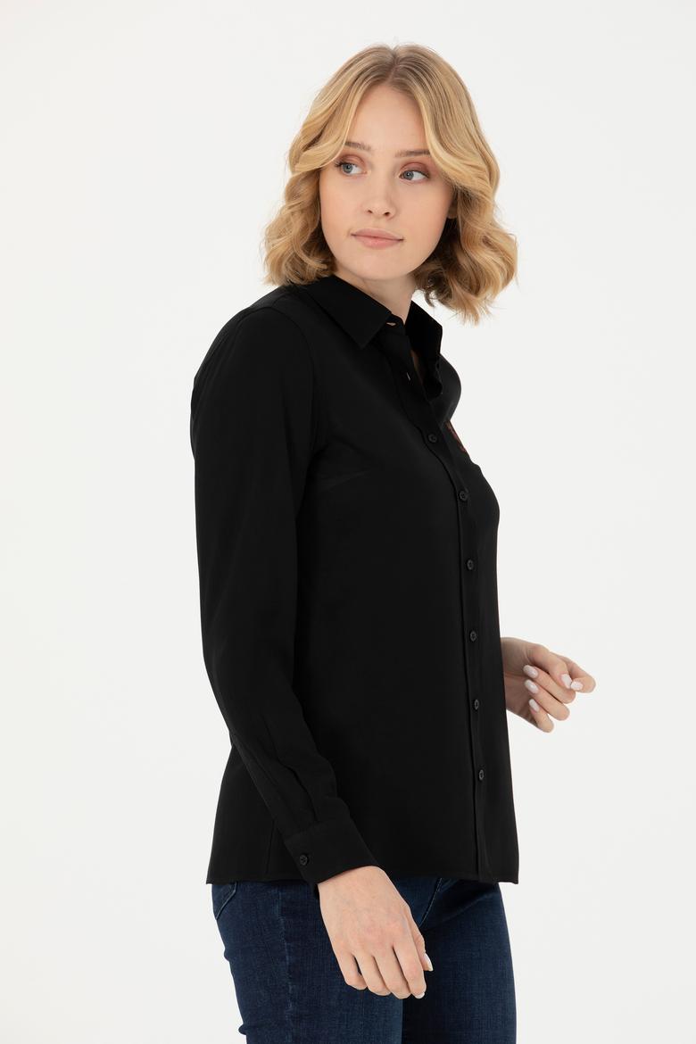 Kadın Siyah Uzun Kollu Gömlek - 50277629037
