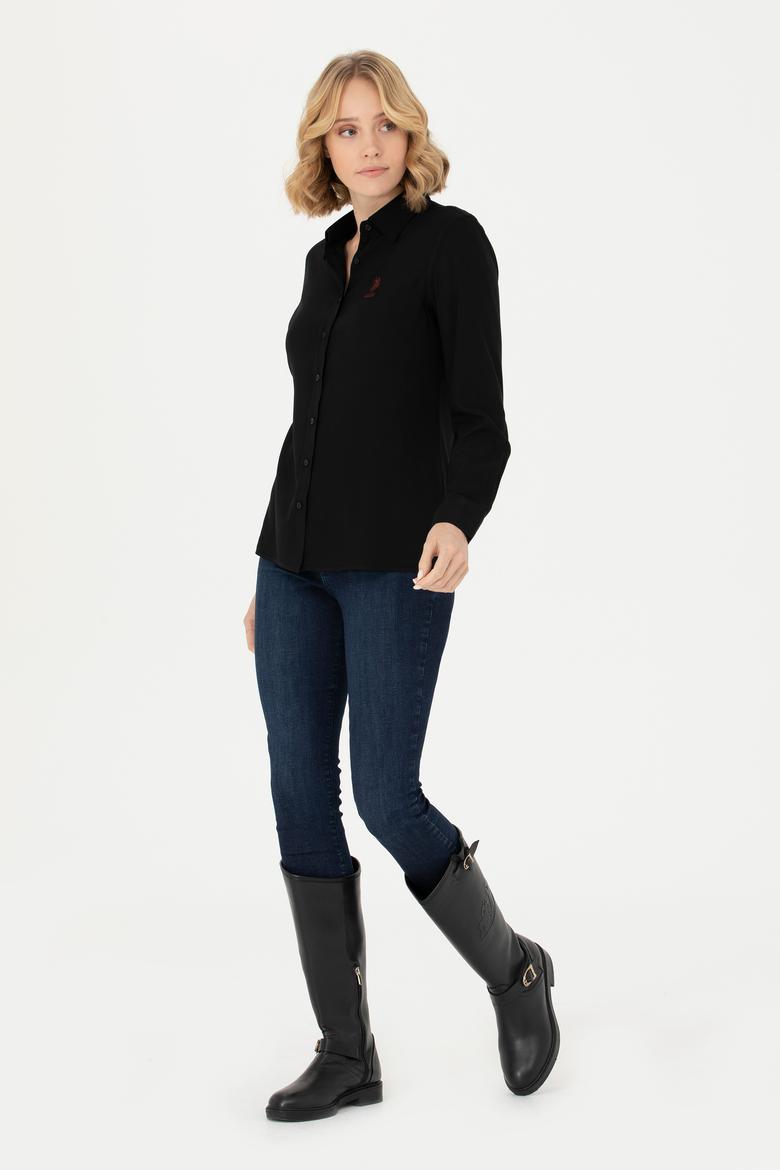 Kadın Siyah Uzun Kollu Gömlek - 50277629037