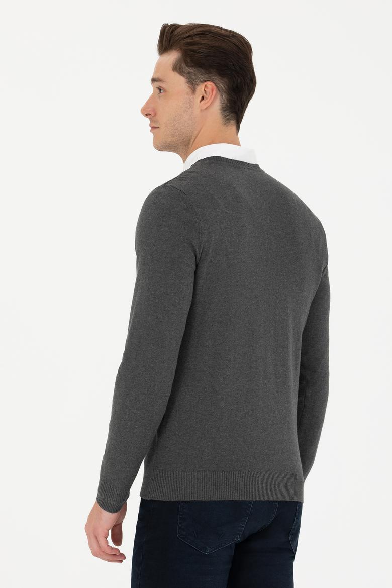 Erkek Antrasit Melanj Basic Kazak - 50269002096