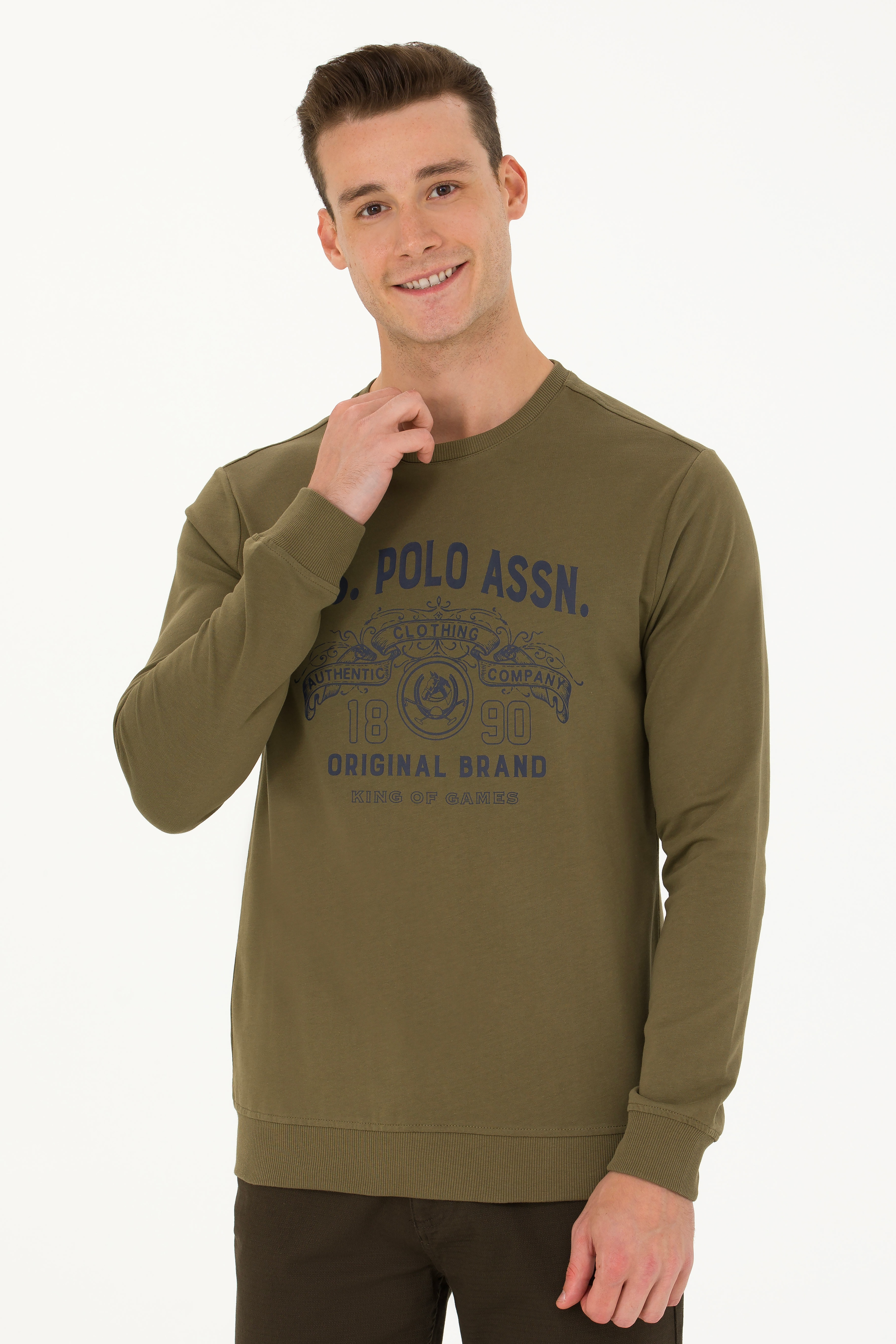 Erkek Haki Sweatshirt - Image 3