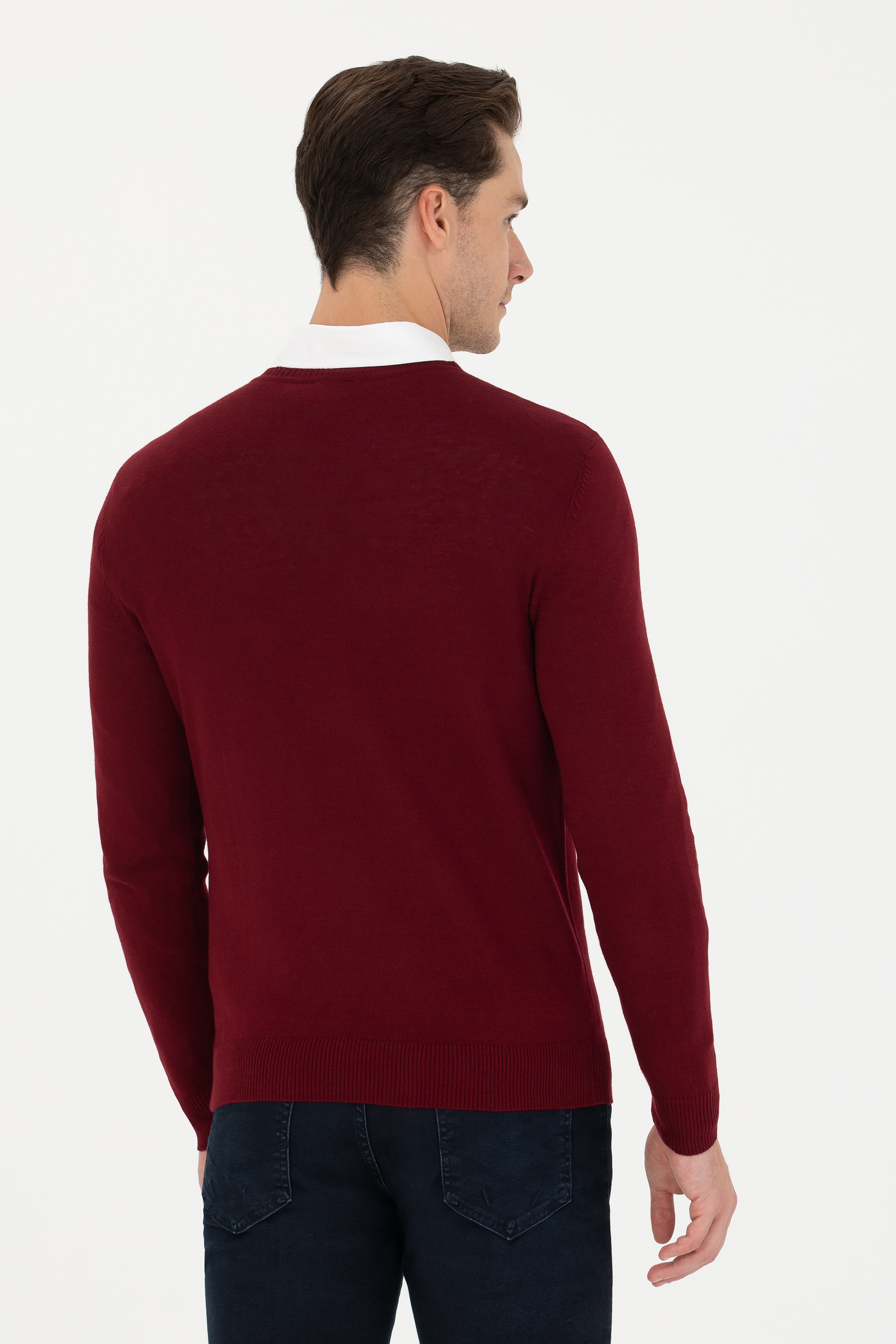 Erkek Bordo Basic Kazak - Image 5