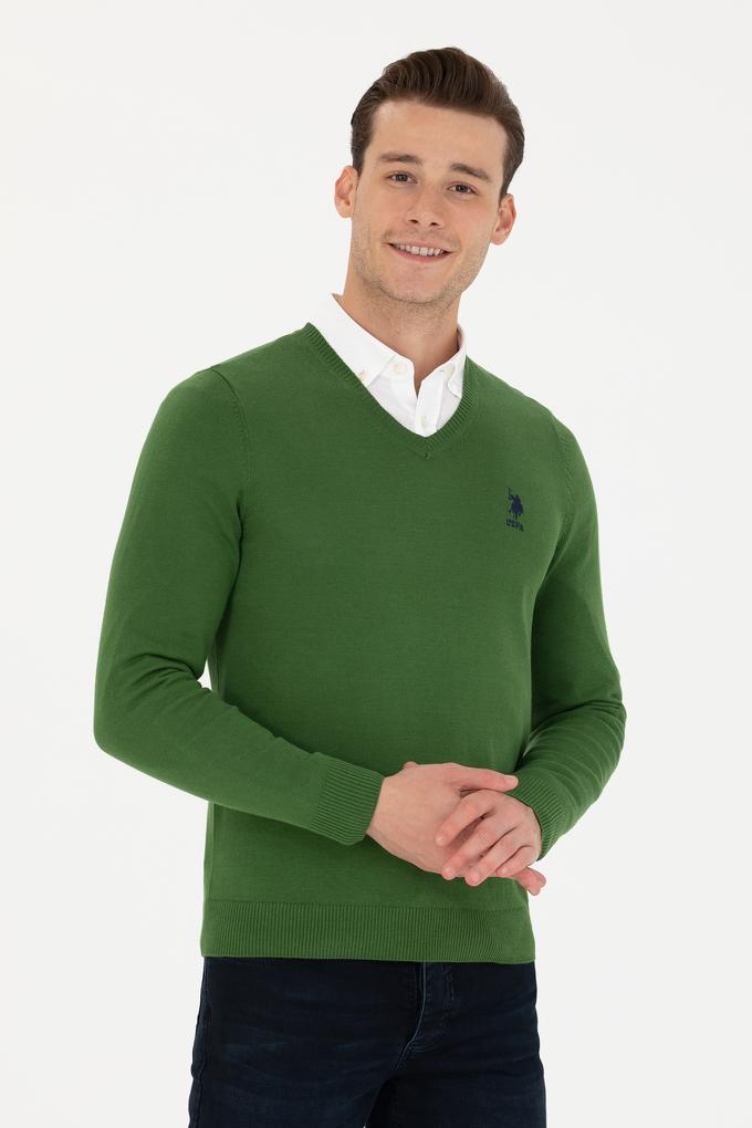 Erkek Yeşil Basic Kazak