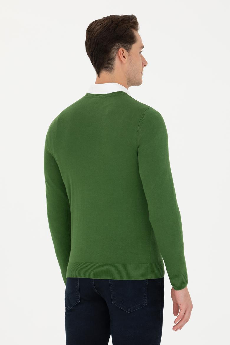 Erkek Yeşil Basic Kazak - 50269002087