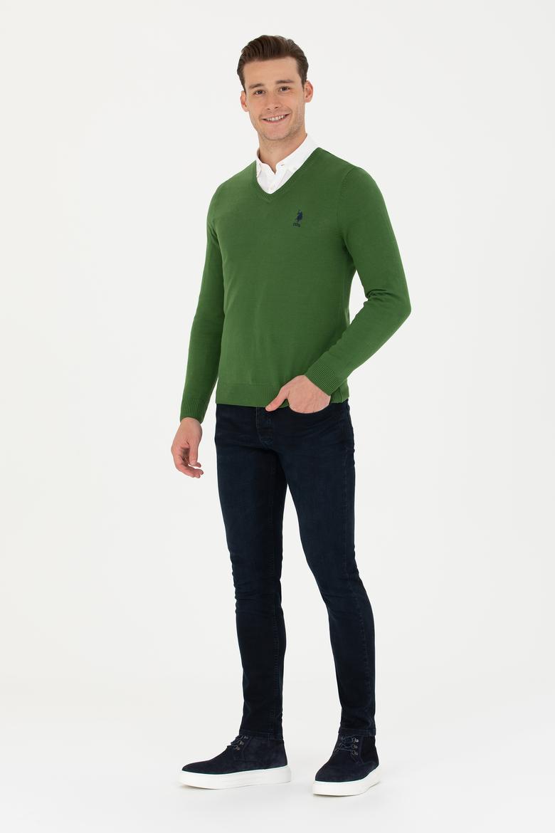 Erkek Yeşil Basic Kazak - 50269002087