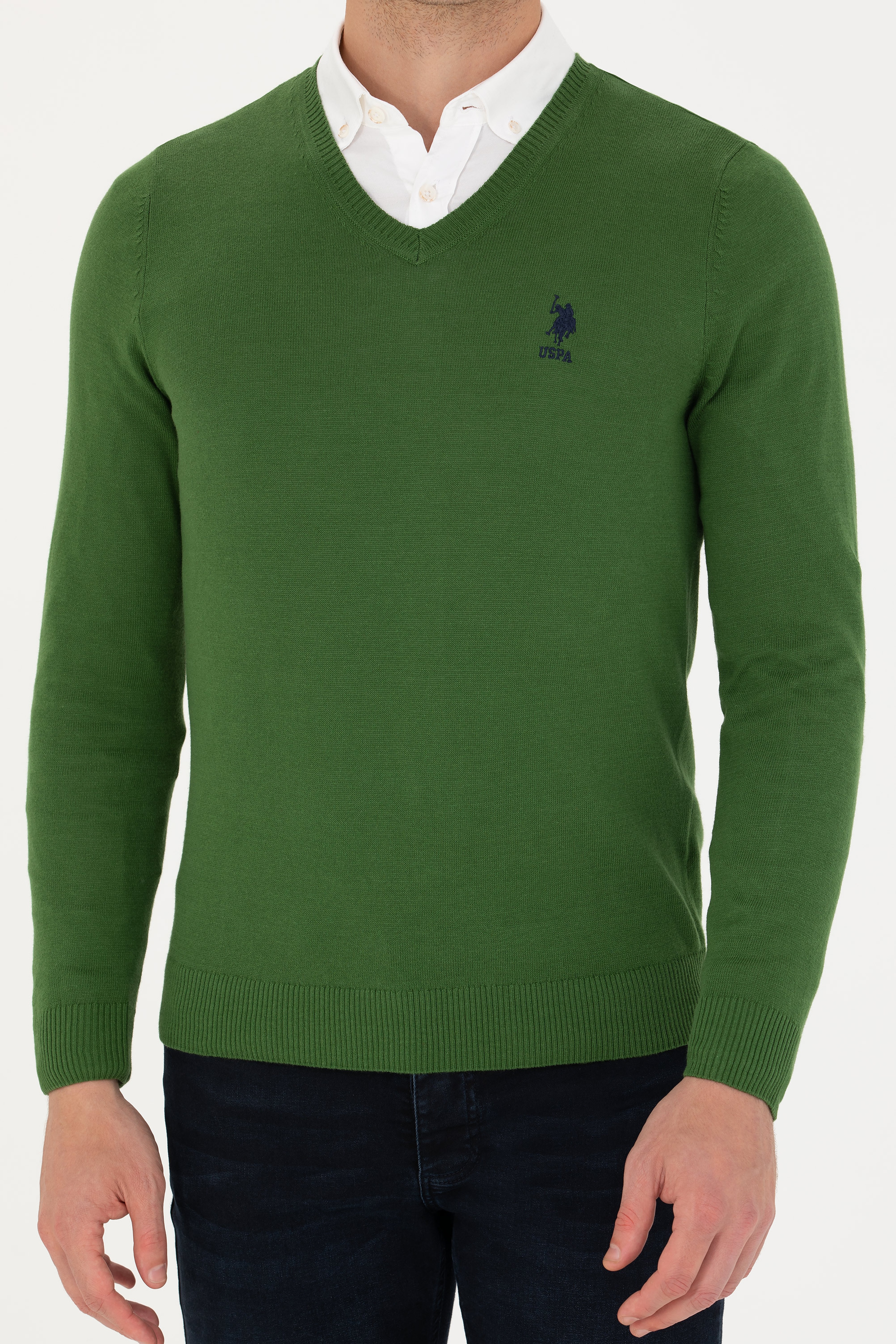 Erkek Yeşil Basic Kazak - Image 6