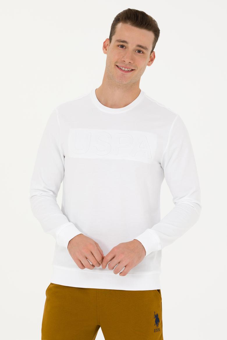 Erkek Beyaz Basic Sweatshirt