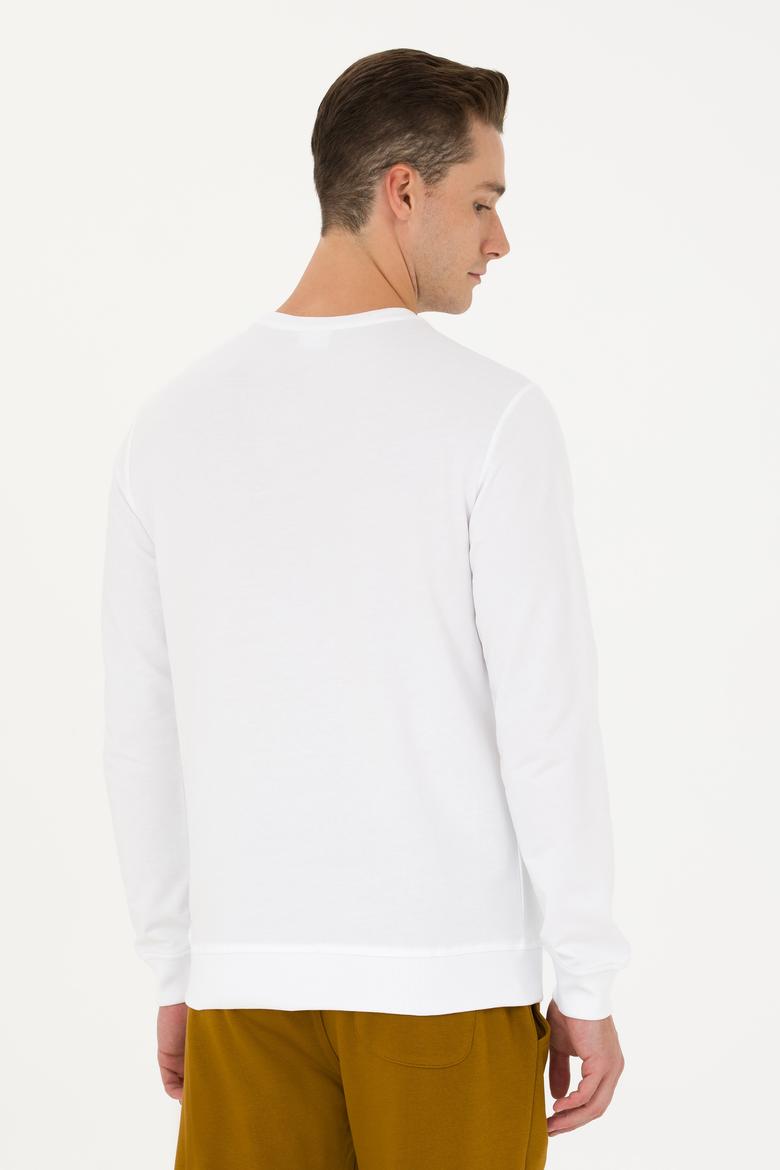 Erkek Beyaz Basic Sweatshirt - 50269402161