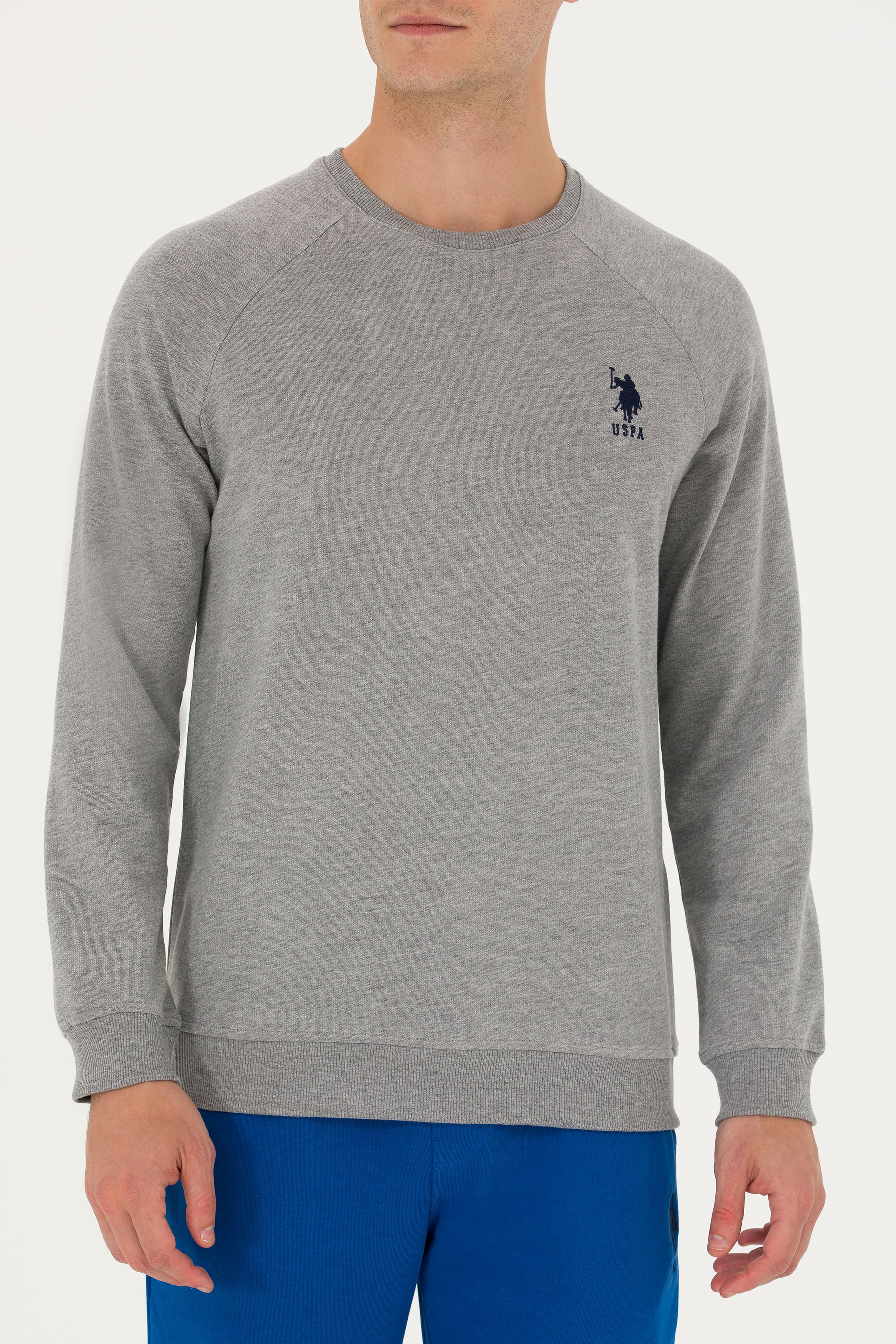 Erkek Gri Melanj Basic Sweatshirt