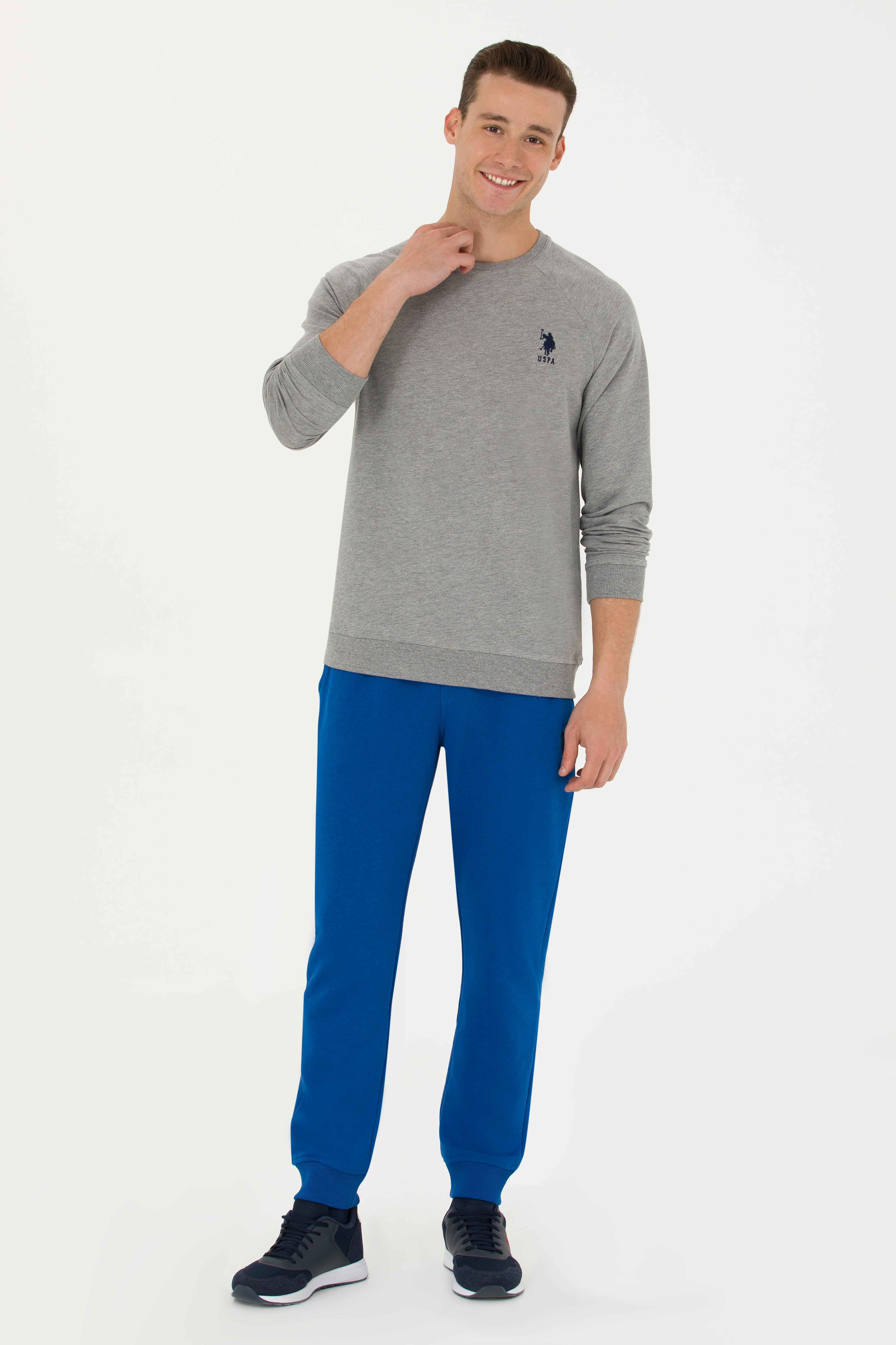 Erkek Gri Melanj Basic Sweatshirt - Image 4