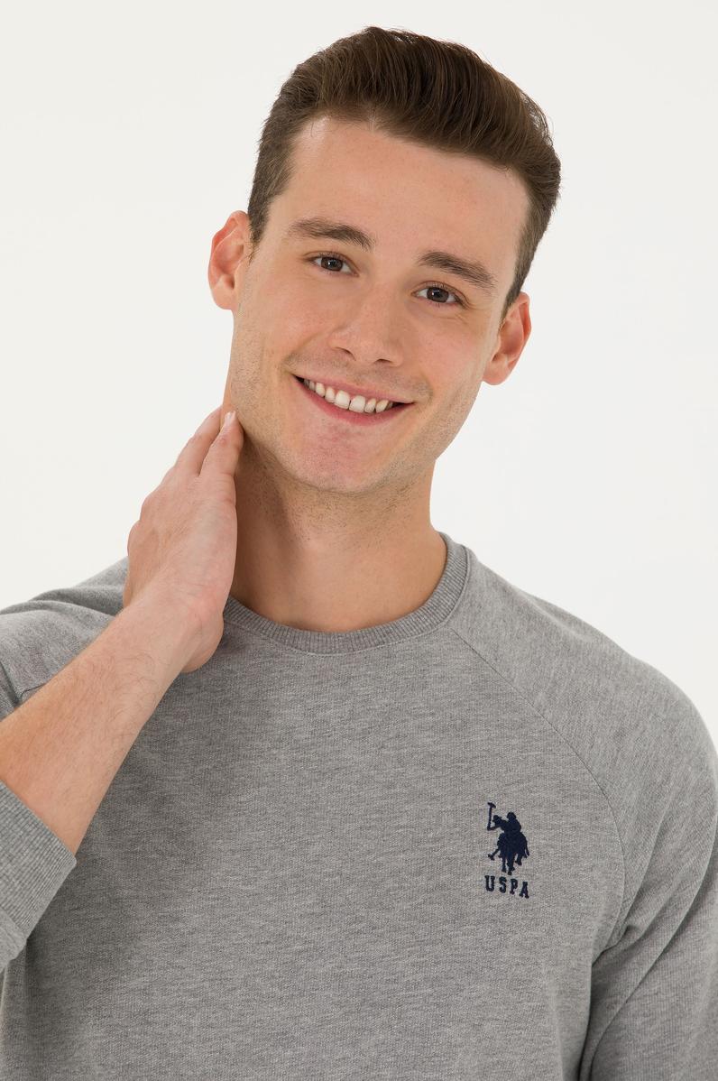 Erkek Gri Melanj Basic Sweatshirt