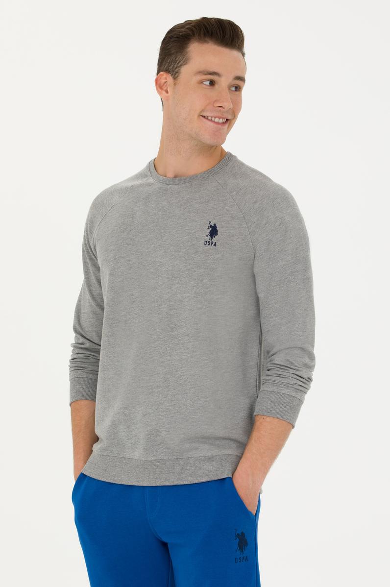 Erkek Gri Melanj Basic Sweatshirt