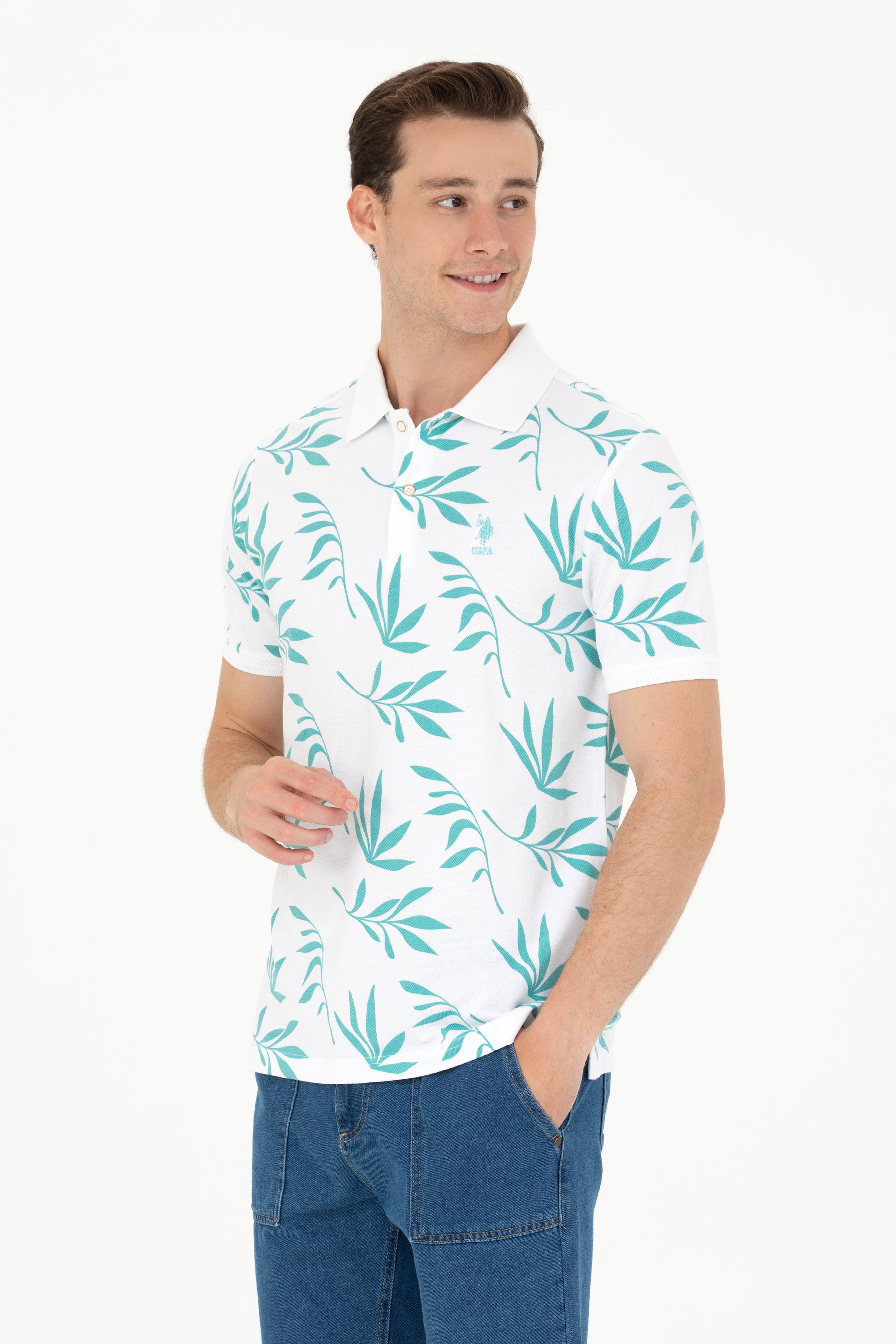 Erkek Regular Fit Polo Yaka Mint Tişört - Image 1