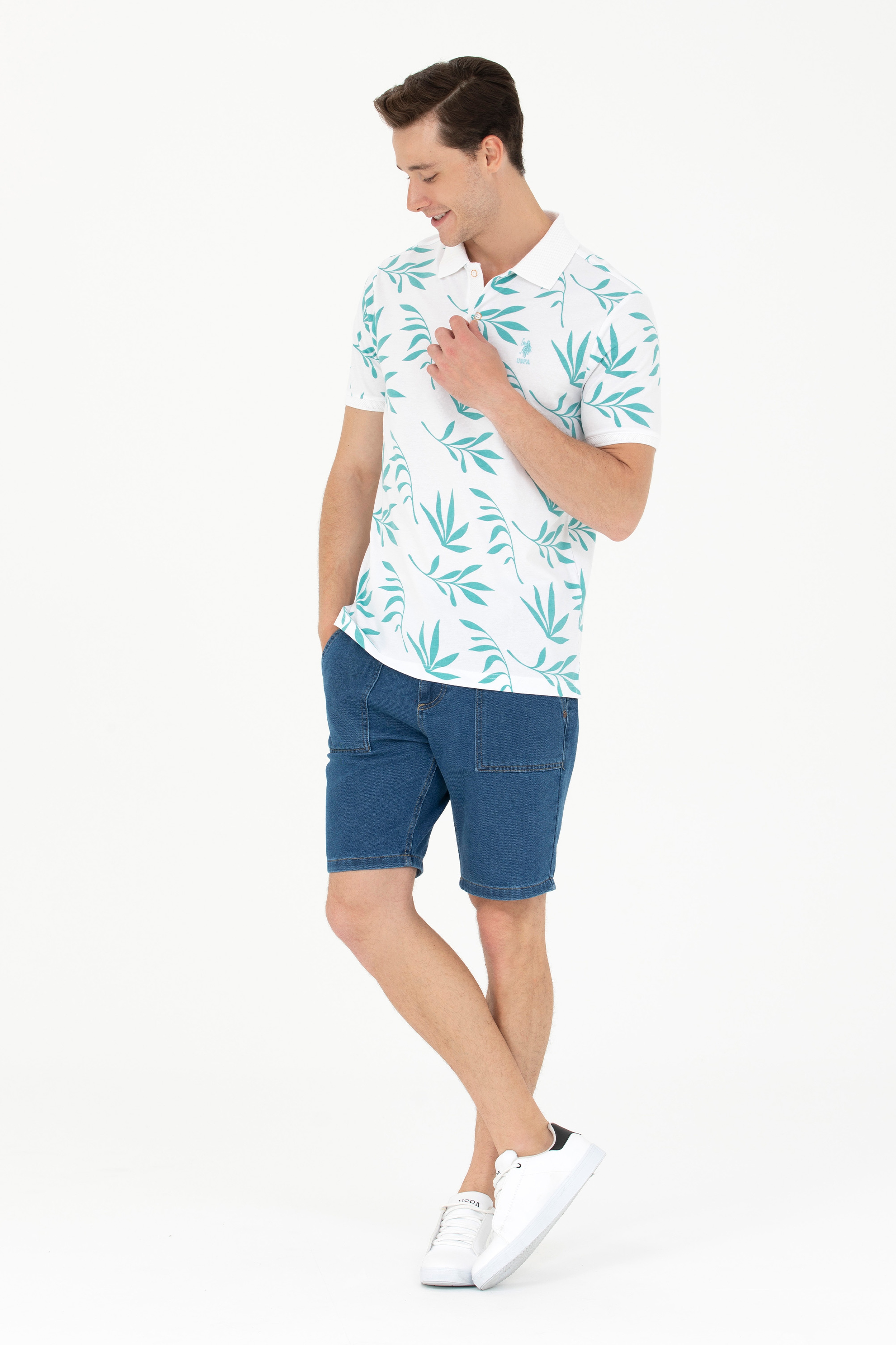 Erkek Regular Fit Polo Yaka Mint Tişört - Image 4