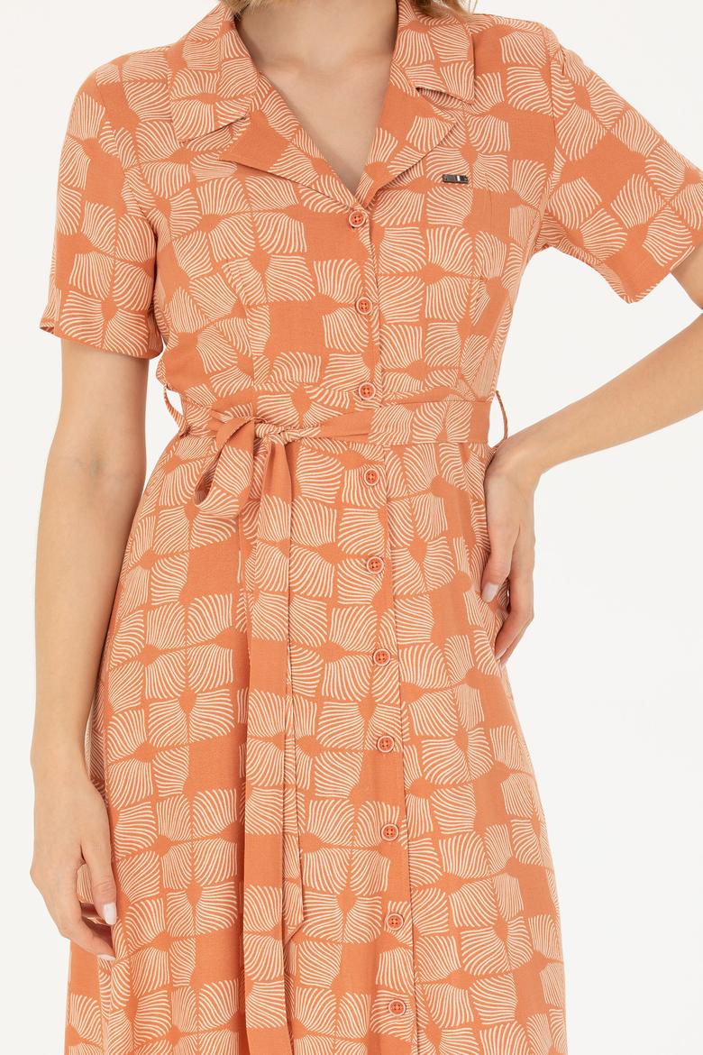 Kadın Kiremit Dokuma Elbise - 50262582009