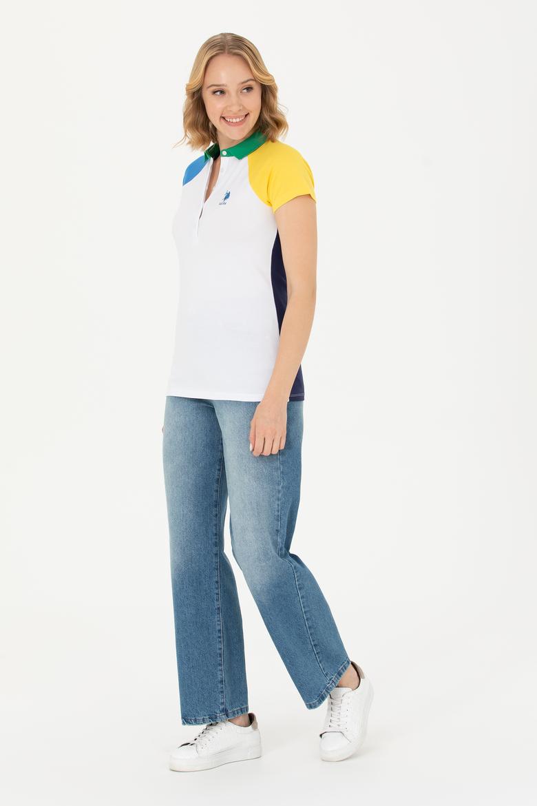 Kadın Beyaz Polo Yaka Tişört - 50262940008