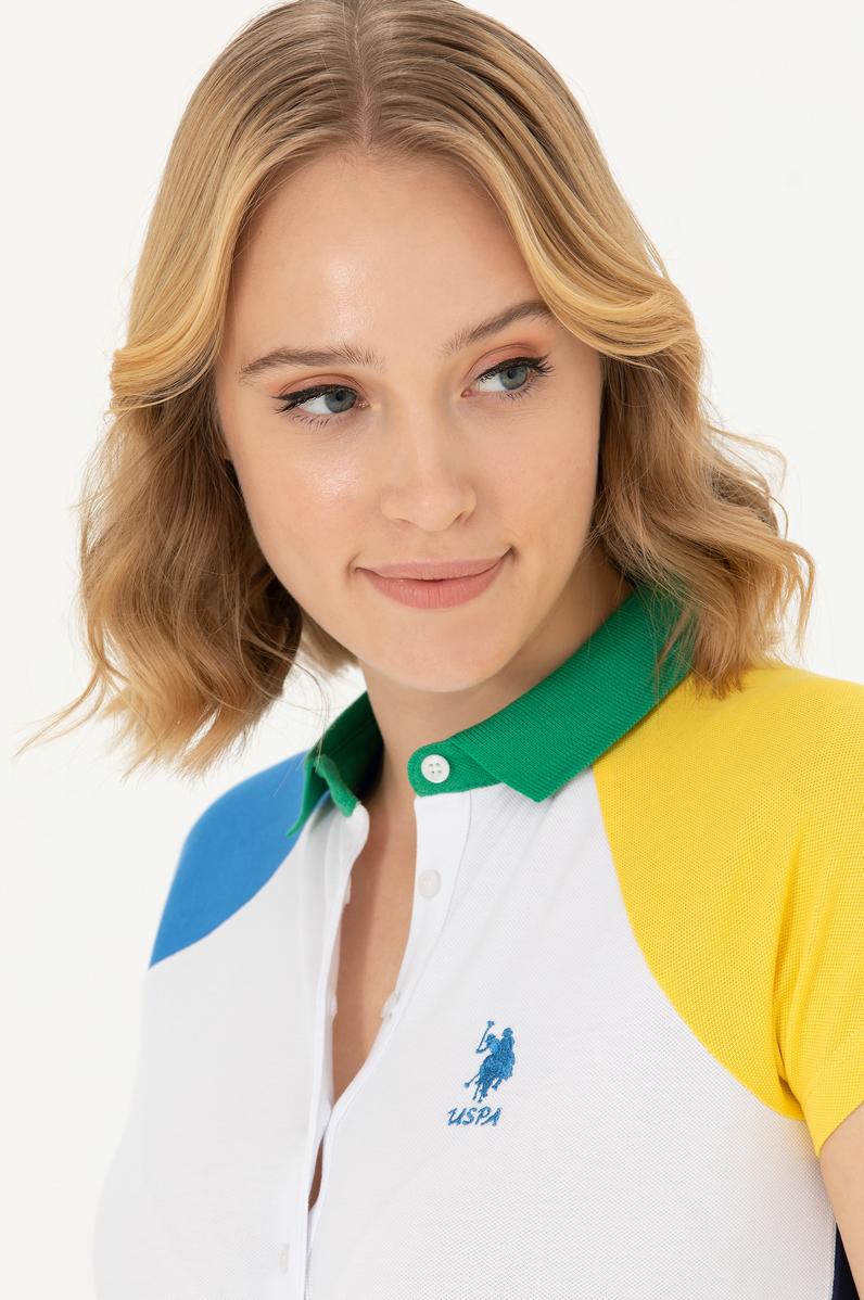 Kadın Beyaz Polo Yaka Tişört