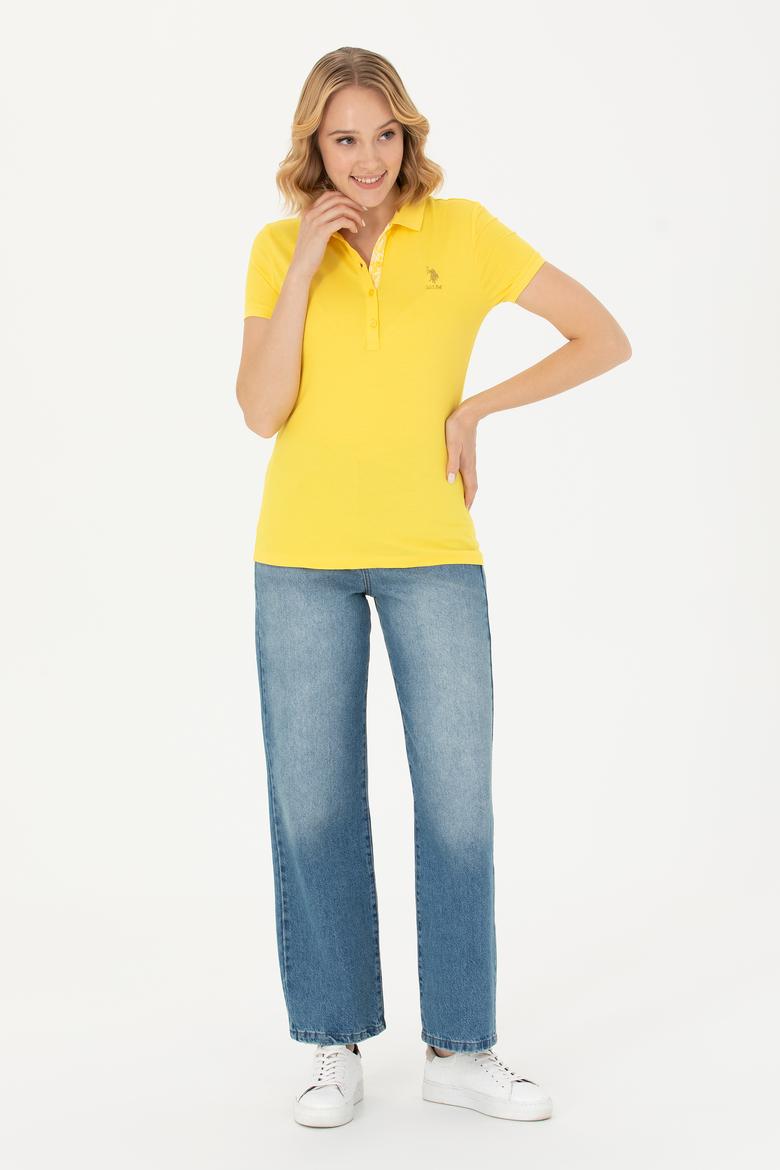 Kadın Sarı Basic Tişört - 50262694116