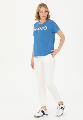 Kadın Saks Bisiklet Yaka Tişört - 50264188026