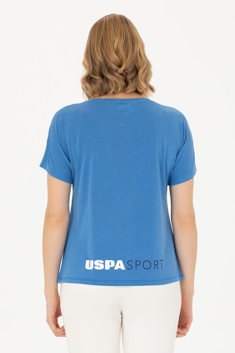 Kadın Saks Bisiklet Yaka Tişört - 50264188026