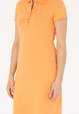 Kadın Turuncu Polo Yaka Mini Boy Örme Elbise - 50262696035