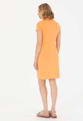 Kadın Turuncu Polo Yaka Mini Boy Örme Elbise - 50262696035