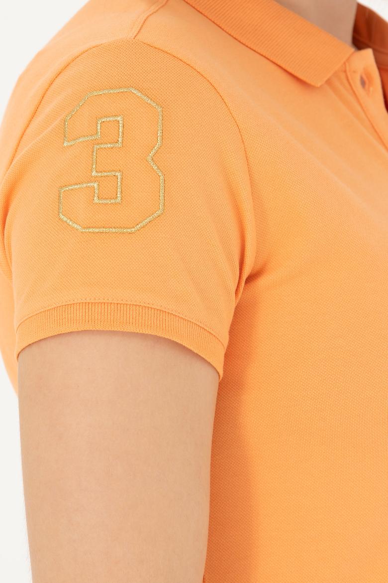 Kadın Turuncu Polo Yaka Mini Boy Örme Elbise - 50262696035